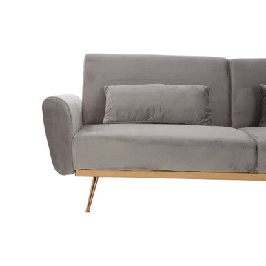 Orsina Hatton Grey Velvet Sofa Bed – Modern Convertible Guest Sleeper