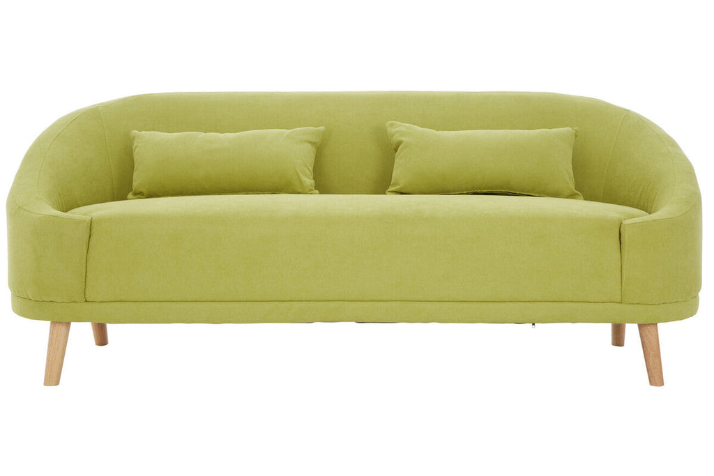 Orsina Holland Green Linen 2-Seater Sofa with Natural Wood Legs