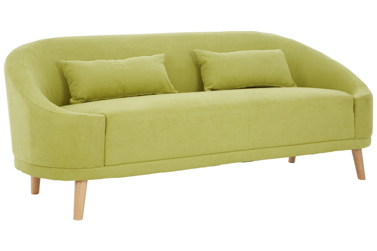 Orsina Holland Green Linen 2-Seater Sofa with Natural Wood Legs