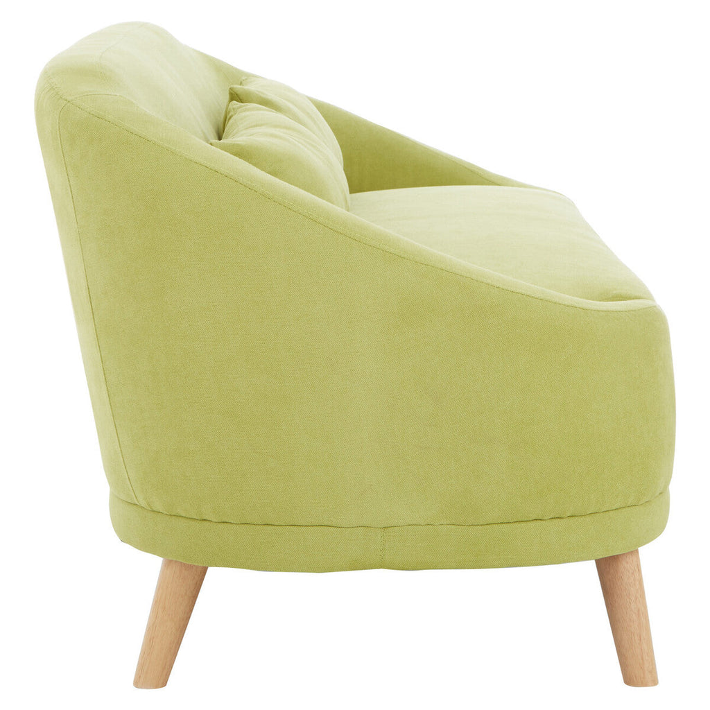 Orsina Holland Green Linen 2-Seater Sofa with Natural Wood Legs