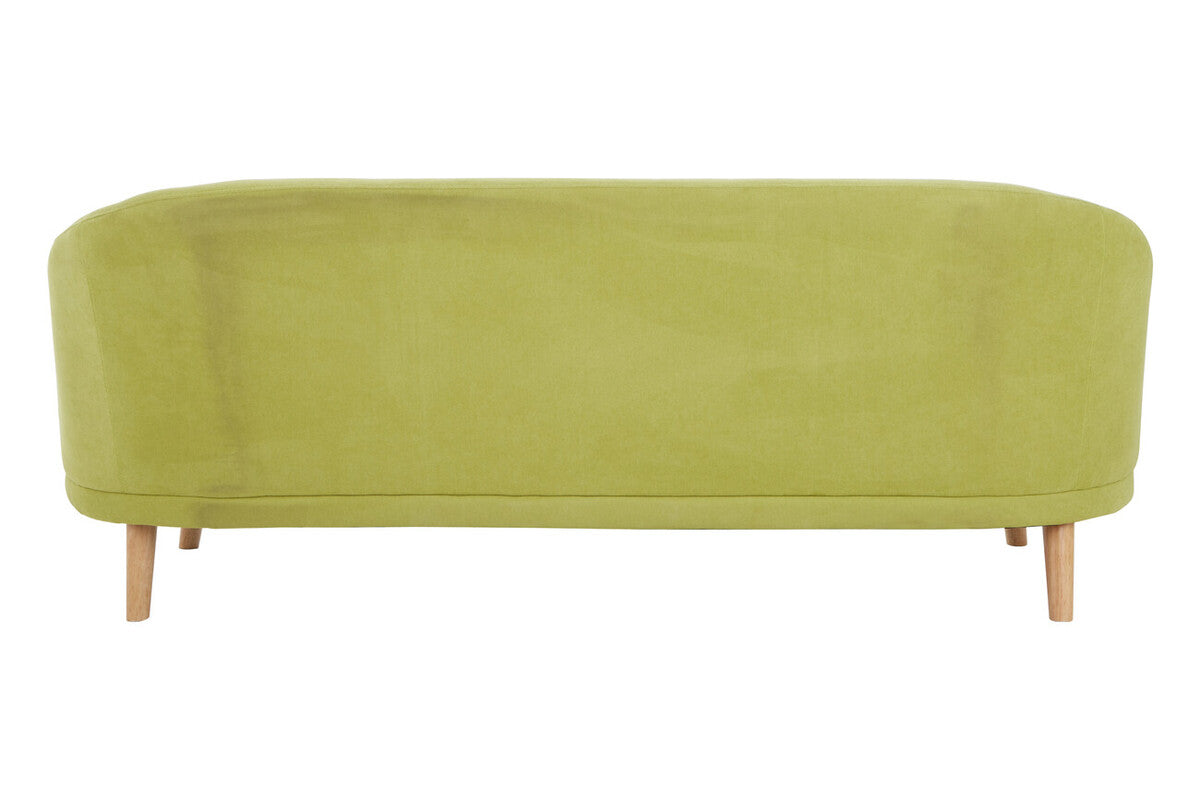 Orsina Holland Green Linen 2-Seater Sofa with Natural Wood Legs