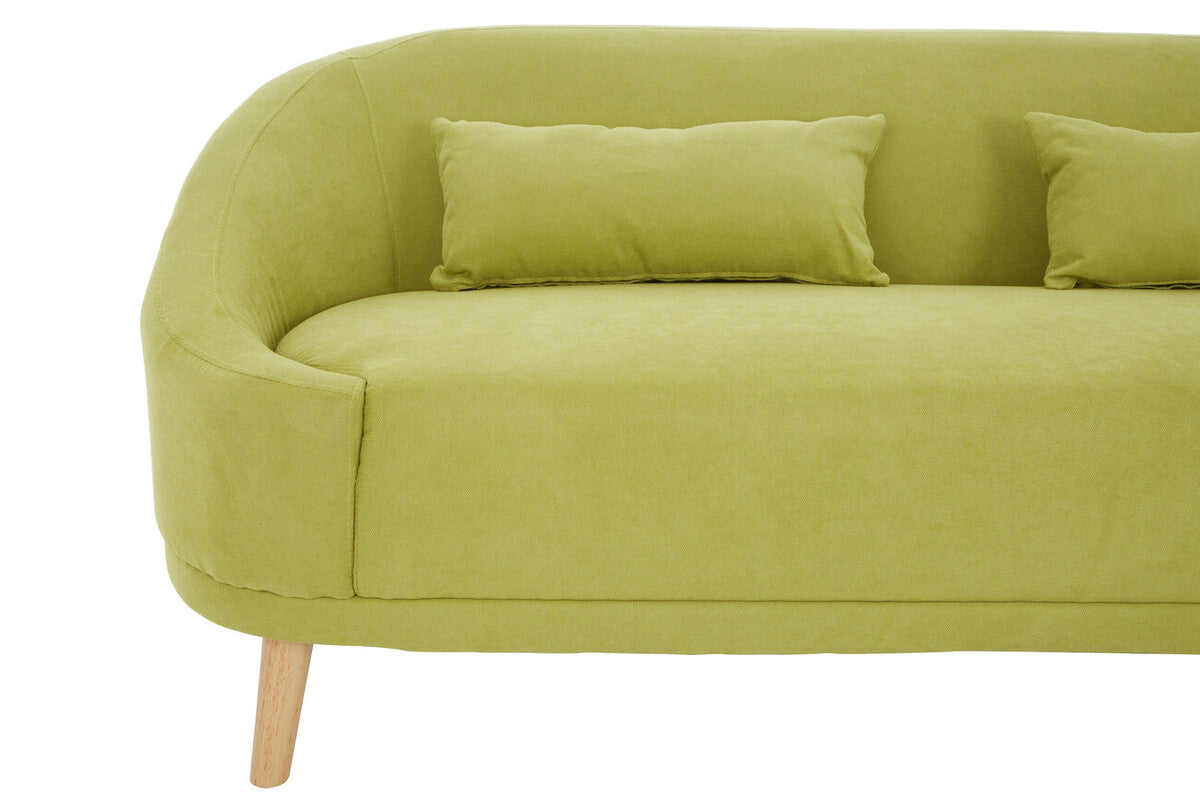 Orsina Holland Green Linen 2-Seater Sofa with Natural Wood Legs