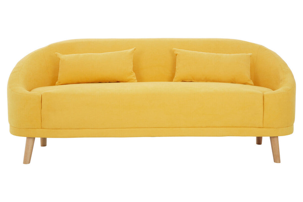 Orsina Holland Yellow Linen Sofa – Compact Two-Seater Loveseat