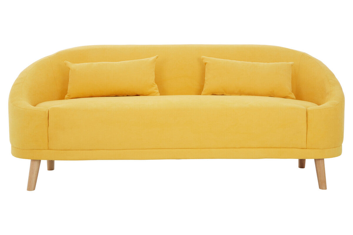 Orsina Holland Yellow Linen Sofa – Compact Two-Seater Loveseat