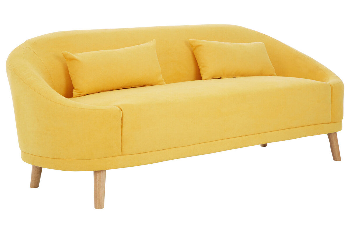 Orsina Holland Yellow Linen Sofa – Compact Two-Seater Loveseat