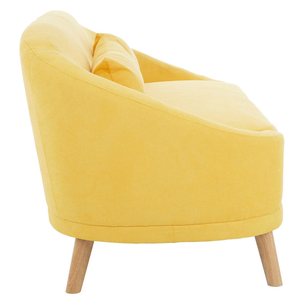 Orsina Holland Yellow Linen Sofa – Compact Two-Seater Loveseat