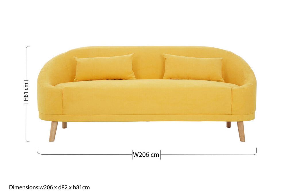 Orsina Holland Yellow Linen Sofa – Compact Two-Seater Loveseat