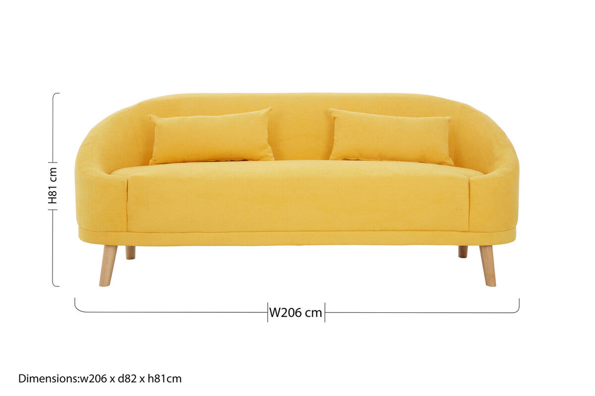 Orsina Holland Yellow Linen Sofa – Compact Two-Seater Loveseat