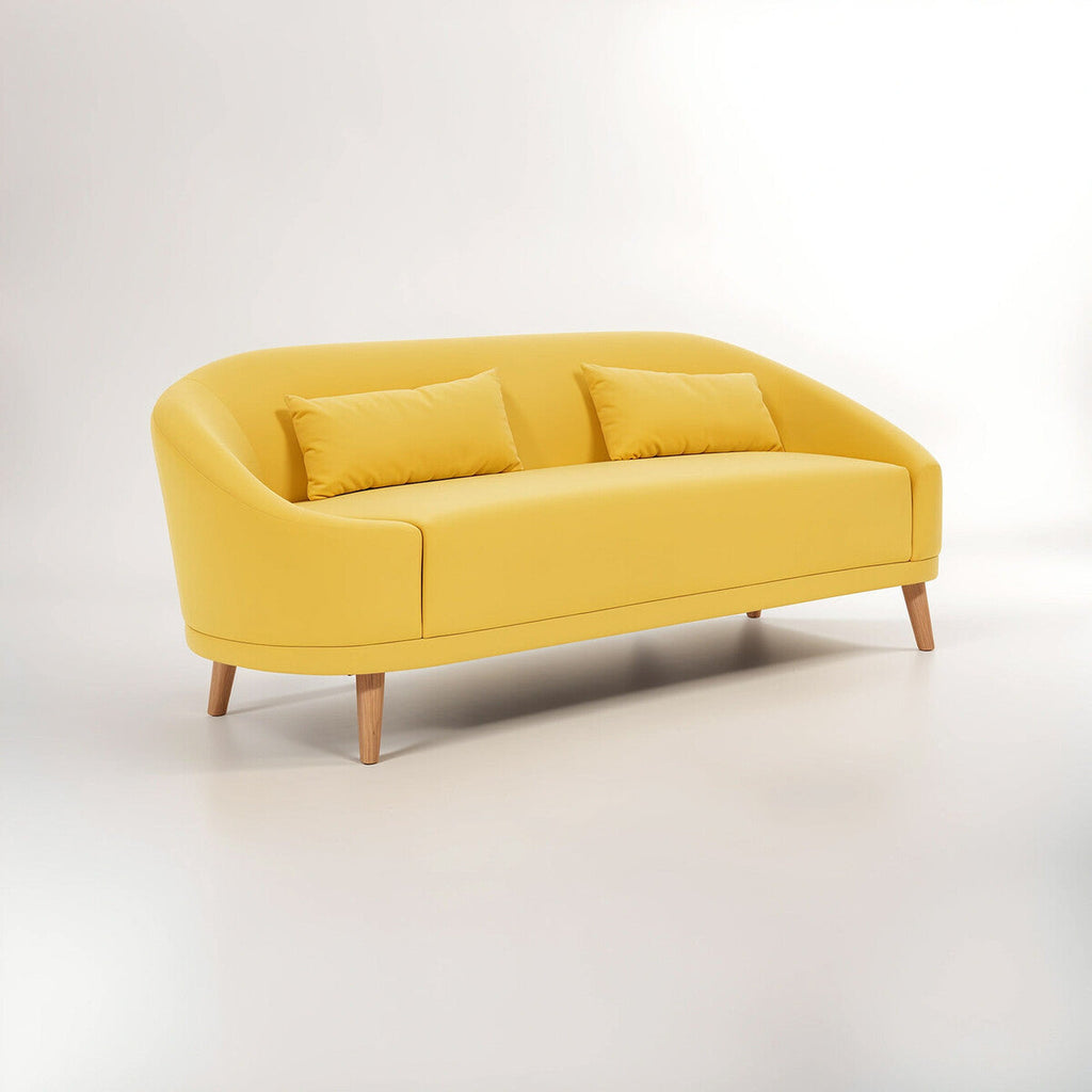 Orsina Holland Yellow Linen Sofa – Compact Two-Seater Loveseat