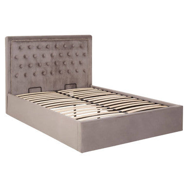 Orsina Hannah Grey Velvet Ottoman Bed – Double Storage Bed Frame