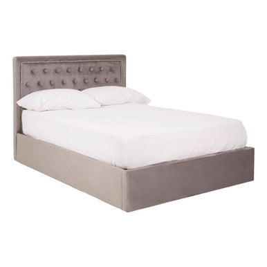 Orsina Hannah Grey Velvet Ottoman Bed – Double Storage Bed Frame