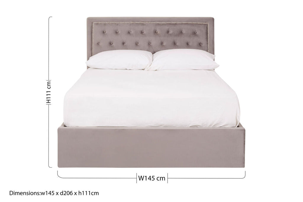 Orsina Hannah Grey Velvet Ottoman Bed – Double Storage Bed Frame