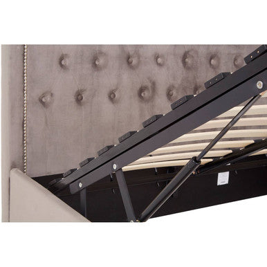 Orsina Hannah Grey Velvet Ottoman Bed – Double Storage Bed Frame