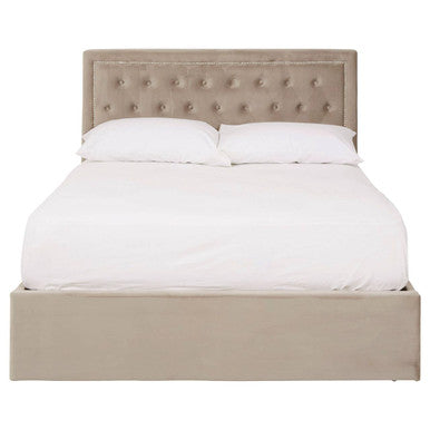 Orsina Hannah Mink Velvet Ottoman Double Bed with Storage