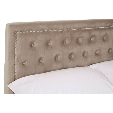 Orsina Hannah Mink Velvet Ottoman Double Bed with Storage