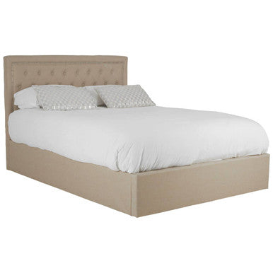 Orsina Hannah Beige Ottoman Double Bed | Tufted Linen Storage Bed