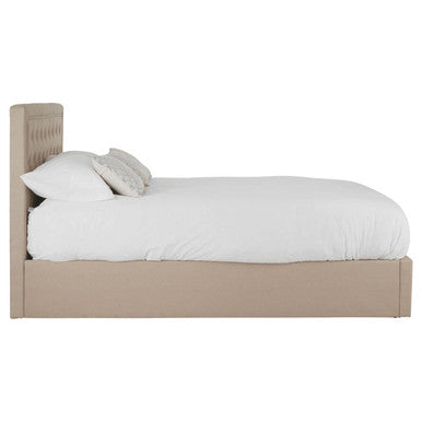 Orsina Hannah Beige Ottoman Double Bed | Tufted Linen Storage Bed