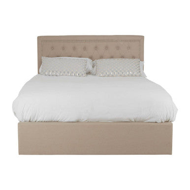 Orsina Hannah Beige Ottoman Double Bed | Tufted Linen Storage Bed