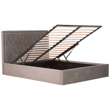 Orsina Hannah King Ottoman Bed – Grey Tufted Storage Bed Frame