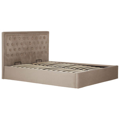 Orsina Hannah King Ottoman Storage Bed – Mink Velvet Upholstered