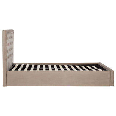 Orsina Hannah King Ottoman Storage Bed – Mink Velvet Upholstered
