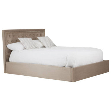 Orsina Hannah King Ottoman Storage Bed – Mink Velvet Upholstered
