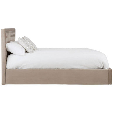 Orsina Hannah King Ottoman Storage Bed – Mink Velvet Upholstered