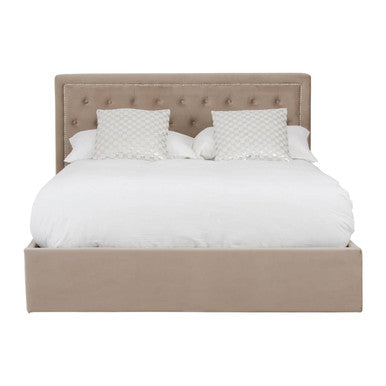Orsina Hannah King Ottoman Storage Bed – Mink Velvet Upholstered