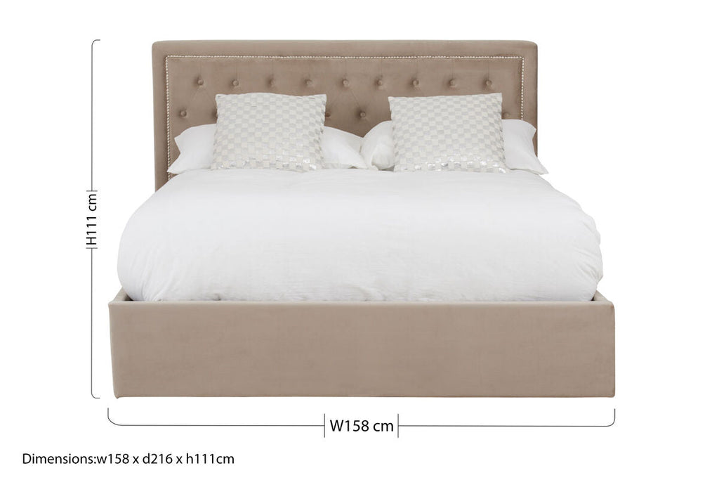 Orsina Hannah King Ottoman Storage Bed – Mink Velvet Upholstered