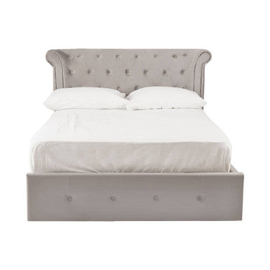 Orsina Edison Grey Velvet Ottoman Double Bed with Lift Up Storage