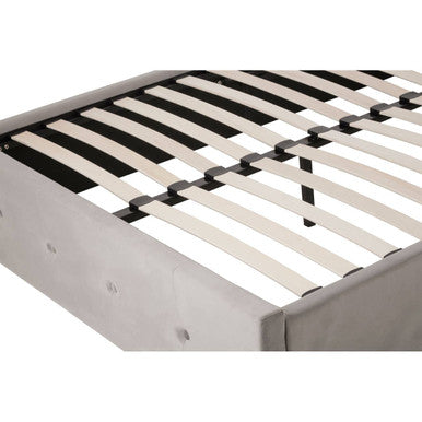 Orsina Edison Grey Velvet Ottoman Double Bed with Lift Up Storage