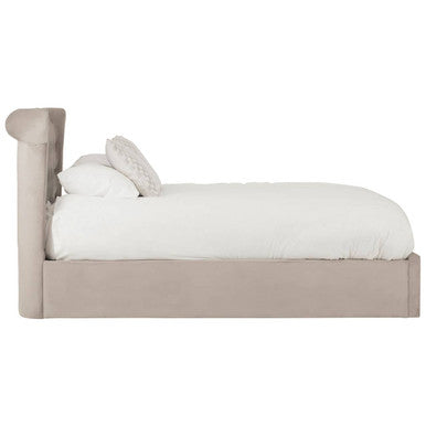 Orsina Edison Mink Velvet Ottoman Double Bed – Wingback Tufted Storage