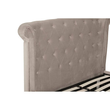 Orsina Edison Mink Velvet Ottoman Double Bed – Wingback Tufted Storage