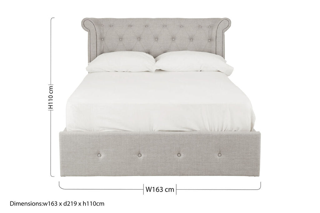 Orsina Edison Light Grey Ottoman Double Bed | Upholstered Storage