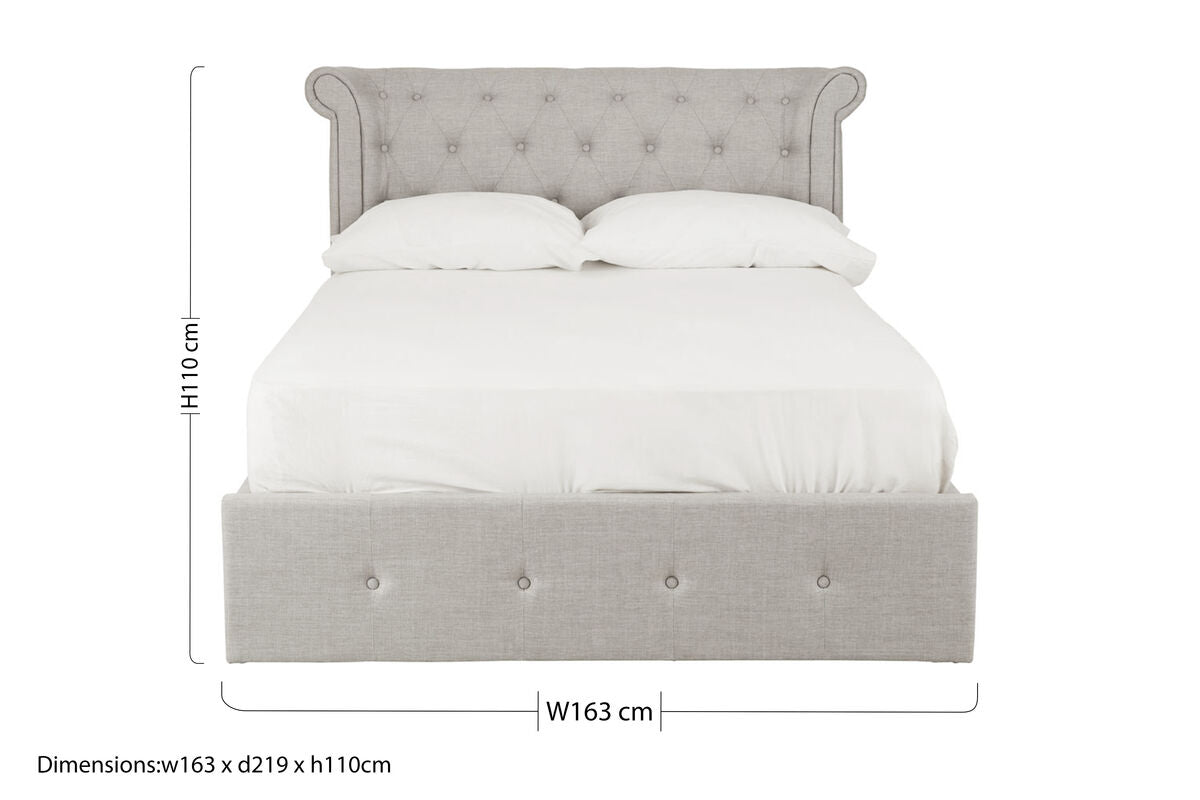 Orsina Edison Light Grey Ottoman Double Bed | Upholstered Storage