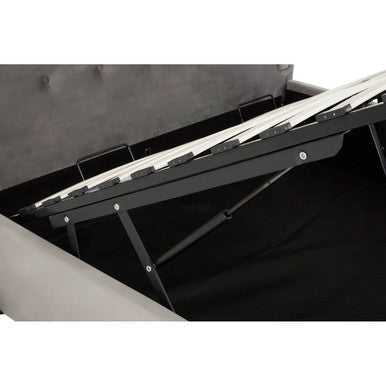 Orsina Edison King Ottoman Bed – Grey Brushed Velvet Wingback Storage