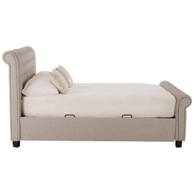 Orsina Orlando Light Grey Ottoman Double Bed – Tufted Storage Bed