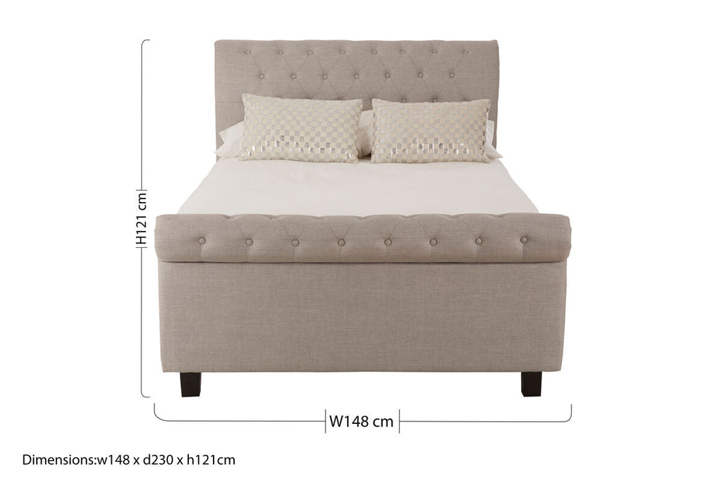 Orsina Orlando Light Grey Ottoman Double Bed – Tufted Storage Bed