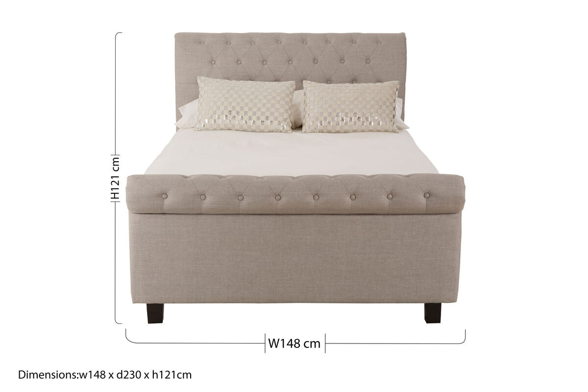 Orsina Orlando Light Grey Ottoman Double Bed – Tufted Storage Bed