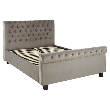 Orsina Orlando Grey Velvet Ottoman King Bed – Tufted Storage Bed