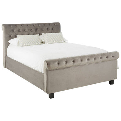 Orsina Orlando Grey Velvet Ottoman King Bed – Tufted Storage Bed