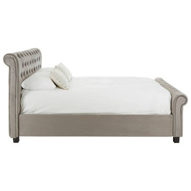 Orsina Orlando Grey Velvet Ottoman King Bed – Tufted Storage Bed