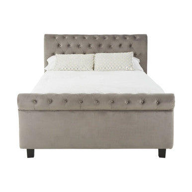 Orsina Orlando Grey Velvet Ottoman King Bed – Tufted Storage Bed