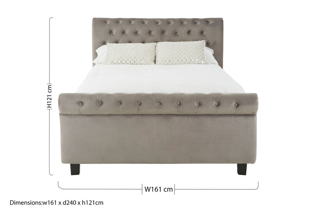 Orsina Orlando Grey Velvet Ottoman King Bed – Tufted Storage Bed