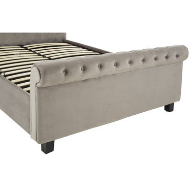 Orsina Orlando Grey Velvet Ottoman King Bed – Tufted Storage Bed