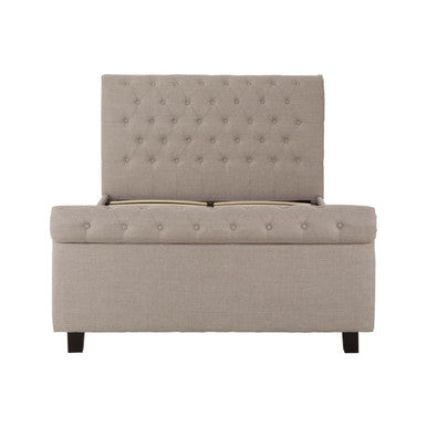 Orsina Orlando Light Grey Ottoman King Bed – Button Tufted Storage