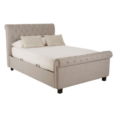 Orsina Orlando Light Grey Ottoman King Bed – Button Tufted Storage