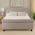 Orsina Orlando Light Grey Ottoman King Bed – Button Tufted Storage