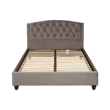 Orsina Josephine Double Bed – Steel Shade Tufted Velvet Upholstered
