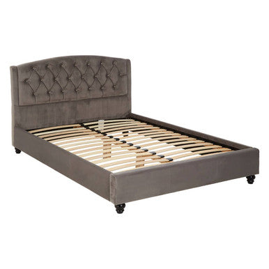 Orsina Josephine Double Bed – Steel Shade Tufted Velvet Upholstered